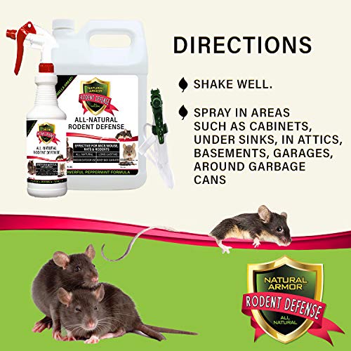 Natural Armor Peppermint Repellent for Mice/Mouse, Rats & Rodents. Natural Spray for Indoor & Outdoor Use Rodent Shield - 128 Fl Oz Gallon Refill