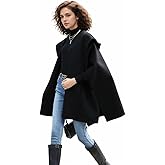 Sunniery Women Hooded Cape Wool Blend Winter Sleeveless Poncho