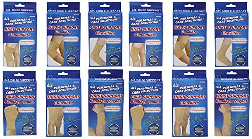 QNP RRG 12Pc Support Braces Set Ankle Knee Wrist Elbow Palm Compression Pain Relief Wrap