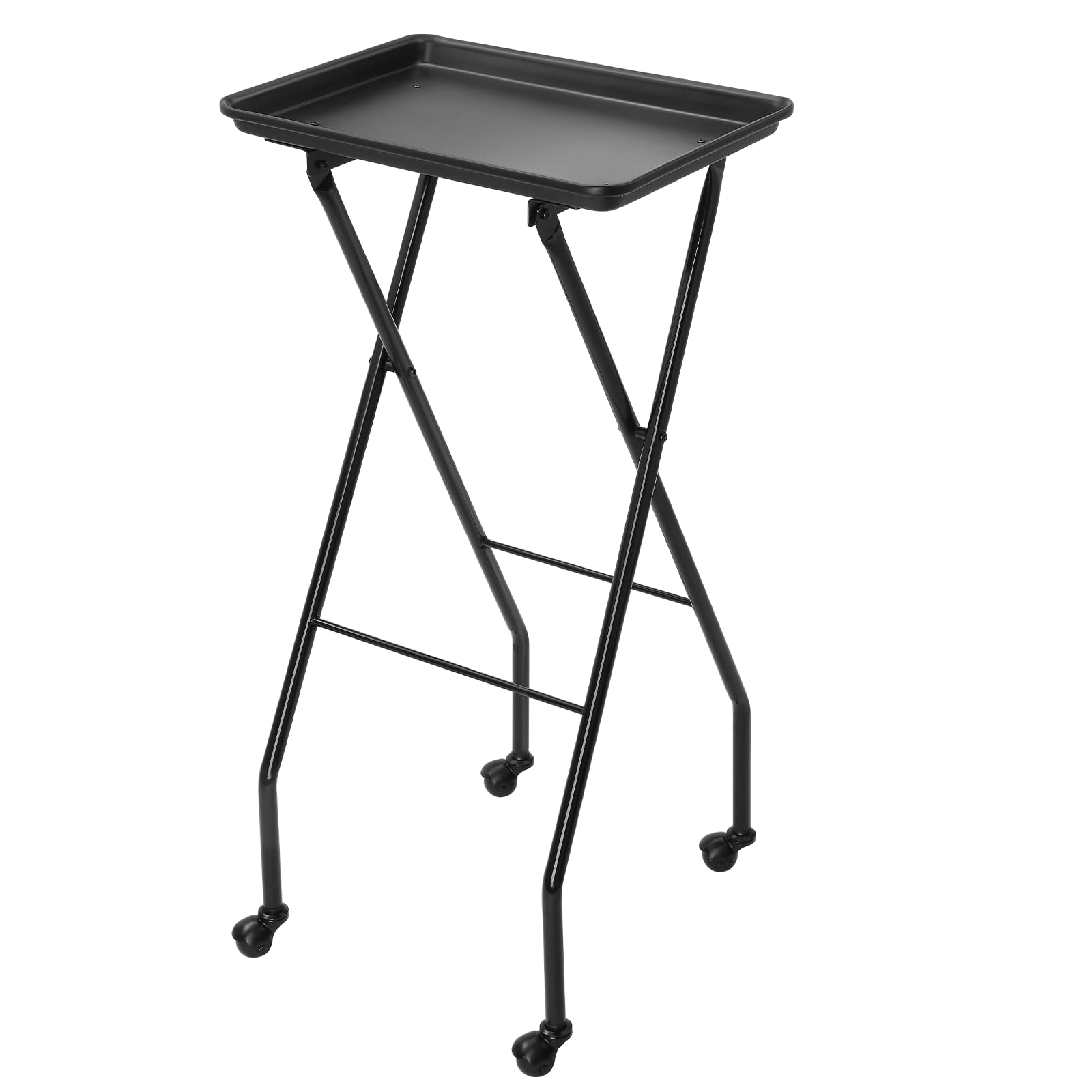 OmySalon Salon Tray on Wheels Folding Color Trays for Salon, Aluminum Tattoo Tray Rolling Trolley Cart Mobile Hair Cart for Stylist Hairdresser, Beauty Spa Service Storage Station