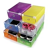 ONEDONE Foldable Plastic Shoes Boxes Container for Closet Organizer，Set of 6