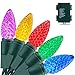 RECESKY C3 Christmas String Lights with Built-in Timer - 50 LED 18ft Faceted Bulb Battery String Lights - Fairy Lighting for Garden Bedroom House Wreath Xmas Christmas Tree Decorations - Multi Color