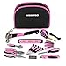 WORKPRO 103-Piece Pink Tool Kit - Ladies Hand Tool Set with Easy Carrying Round Pouch - Durable, Long Lasting Chrome Finish Tools - Perfect for DIY, Home Maintenance primary