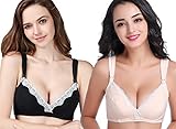 CAKYE Women's Underwire Maternity Nursing Bra (36D, Black+Nude (2PCs))