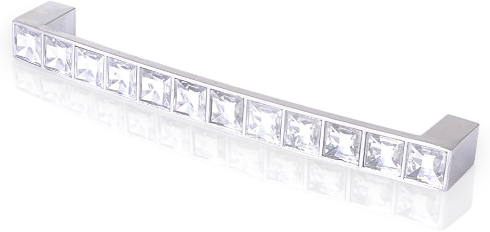 Clear Pull Crystal Rhinestone Door Handle Knobs Furniture Cabinet Crystal Doorknobs, Silver, 8PCS - Image 5