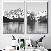 2 Piece Framed Canvas Wall Art Black and White Scenery Canvas Prints Home Artwork Decoration for Living Room,Bedroom - 16