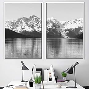 signwin 2 Piece Framed Canvas Wall Art Black...