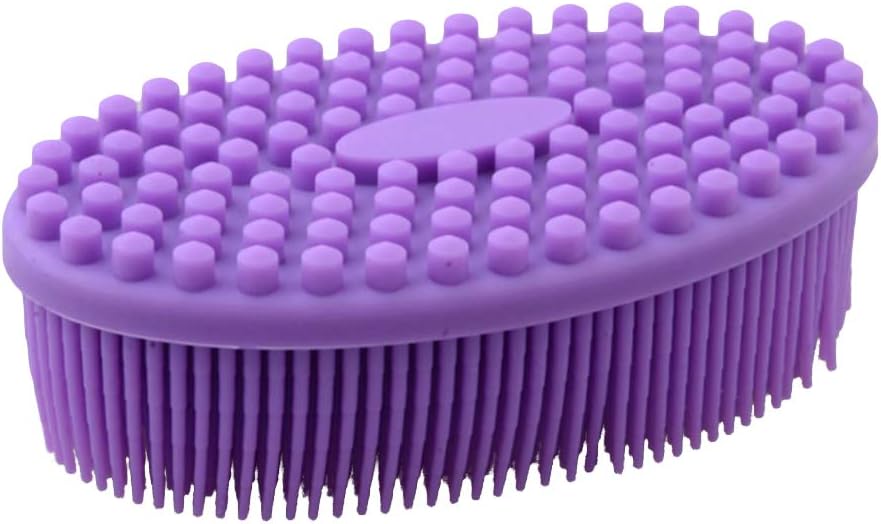 Yamalans Fashion Baby Kids Silicone Massage Scrubber Bathing Brush Skin Cleaning Tool Silicone Bath Body Brush Ultra Soft Bath Shower Back Scrubber Easy to Clean Free Back Brush Purple