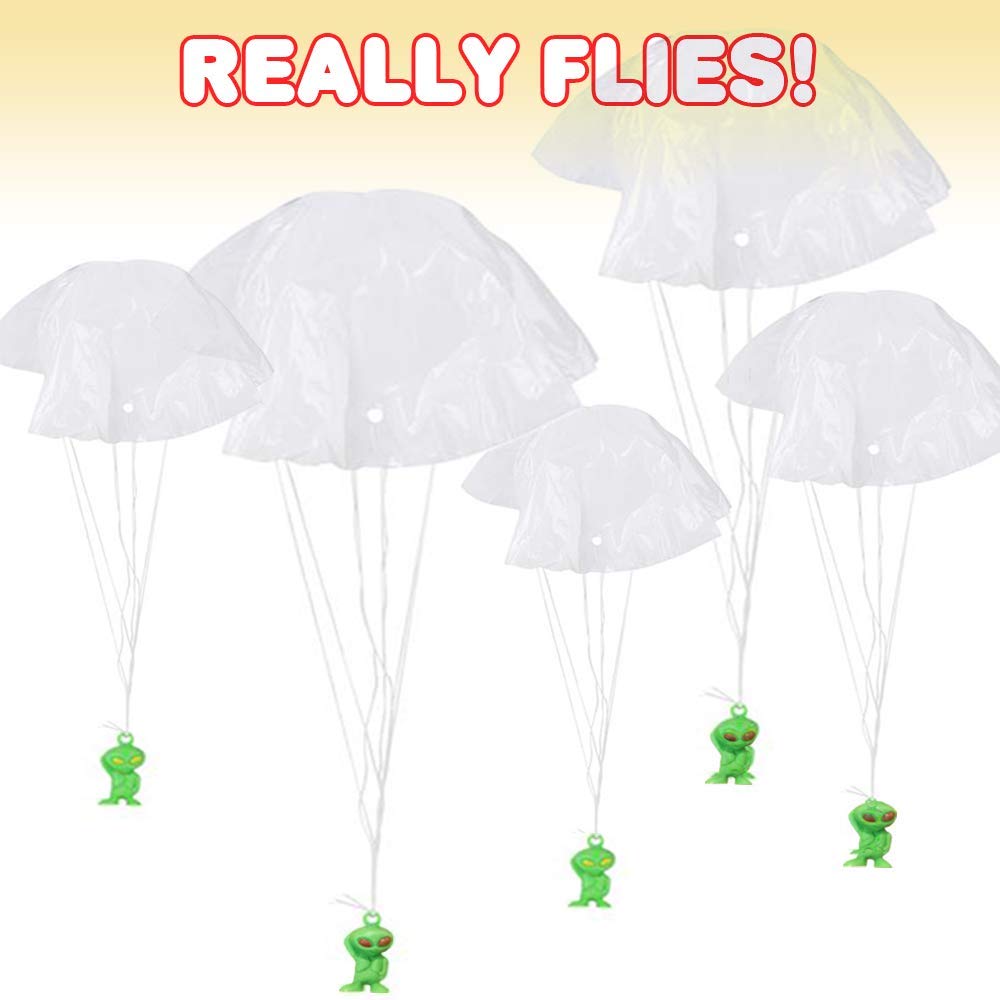 ArtCreativity Alien Paratroopers with Parachutes, Bulk Pack of 144, Durable Plastic Guys Playset, Fun Parachute Party Favors, Goody Bag Stuffers, for Boys and Girls