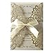 Hosmsua 20PCS 5.12 x 7.3'' Glitter Laser Cut Flora Wedding Invitation with Ribbons and Envelopes for Wedding Bridal Shower Engagement Sweet 16 Birthday (Champagne Glitter)