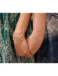 Brazalete de plata esterlina con dos círculos entrelazados de infinito, para el día de la madre, regalo