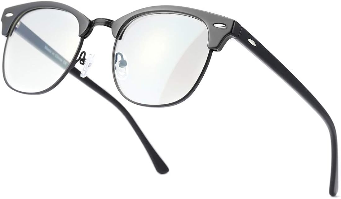 blue rimless glasses