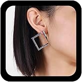 Erimberate Bohemian Hollow Square Earrings Gold Square Stud Earrings Large Cutout Square Earrings Metal Geometric Earrings Jewelry for Women and Girls Gifts