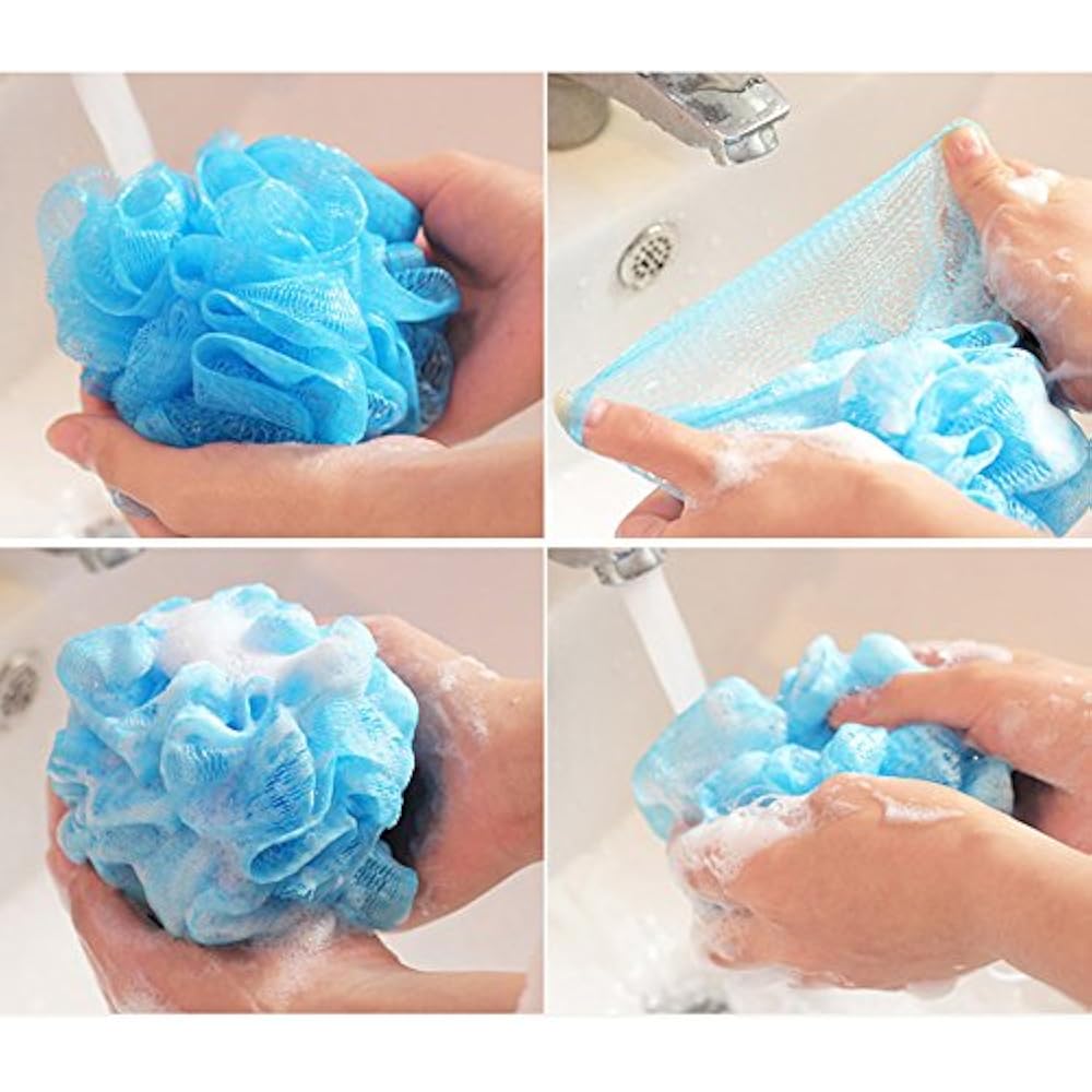Mesh Pouf Shower Bath Sponge, Blue, 8 Counts Beauty eBay