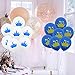 36 Pcs Birthday Party Royal Blue Crown Pattern and Gold Confetti Balloons for Kids Birthday Party, Baby Shower, Festival Party Decorations (Prince Crown Balloons)