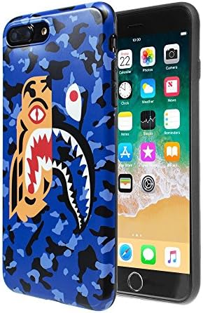 iPhone 7/8 Plus Shark Face Case Street Fashion Flexible Durable Designer Protective TPU Cover/Bumper/Skin/Cushion only for 5.5" iPhone 7 Plus/8 Plus (Blue)
