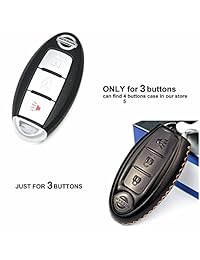 Cadtealir Piel de becerro Cuero genuino 2008-2018 Nissan 350Z 370Z Cubo Juke Leaf Armada Murano Pathfinder Quest Rogue Sentra Titan Llavero Estuche de la cubierta Titular solo 3 botones Color negro