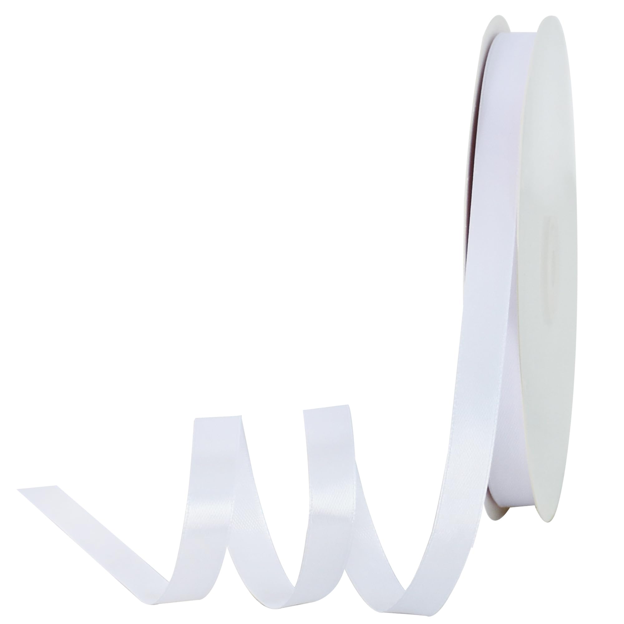 TONIFUL 1/2 Inch x 100yds White Satin Ribbon Thin Solid Fabric Ribbons for Invitation Gift Wrapping, Bows Craft Making, Floral Bouquets, Valentine's Day Wedding Party Decoration — image 1