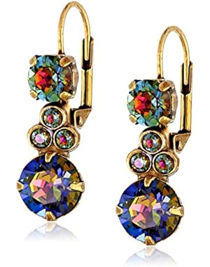 Clustered Circular Crystal Drop Earrings