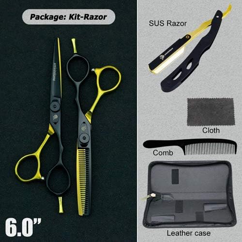 5.5/6" golden scissors univinlions hair scissors japanese hairdressing scissors barbershop supplies hairdresser haircut shears,6025-RAZOR