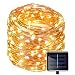 Solar Copper Wire Fairy String Light 50ft 150LED Starry Strip Lights Waterproof IP65 Outdoor Solar Christmas Lights Decoration for Bedroom Holiday Wedding Party Halloween Rope Lights(Warm White)