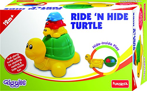 Funskool Giggles, Ride N Hide Turtle, Pull Along Toy, Encourages Walking, Funny Walking Style, 12 Months & Above, Infant and Preschool Toys, Multicolor 2