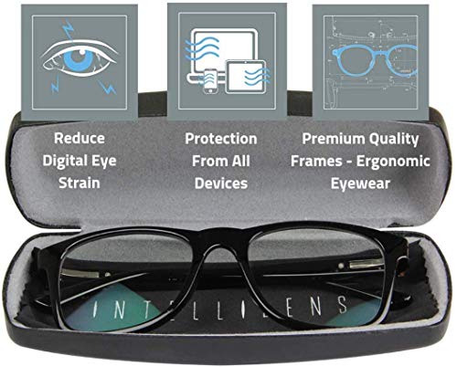 IntellilensÂ® Navigator Blue Cut Computer Glasses for Eye Protection | Zero Power, Anti Glare 