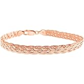 Savlano 925 Sterling Silver 9MM Braided Herringbone Chain Bracelet - 18K Gold Plated 7.5 Inch 6-Strand Herringbone Bracelet for Women - Made in Italy Comes Gift Box