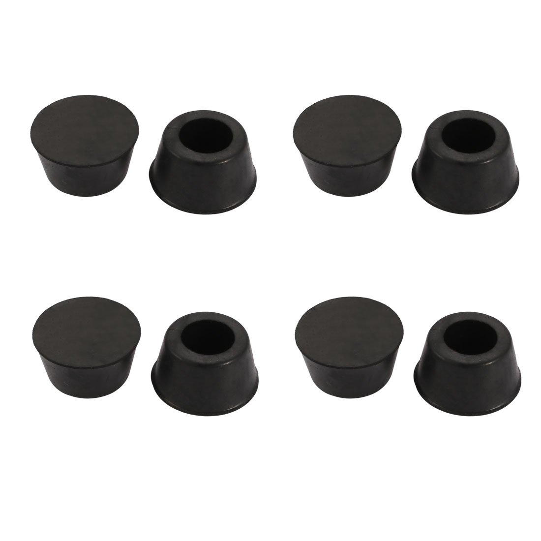 sourcingmap 8pcs Desk Chair Round Rubber Leg Cap Floor Protector 15mm Inner Diameter Black