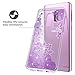 Casetego Compatible Galaxy S9 Plus Case,Clear Glitter Bling Shiny Soft Flexible TPU Case Rubber Silicone Skin with Flowers Floral IMD Printed Back Cover for Samsung Galaxy S9 Plus-Bling Purple
