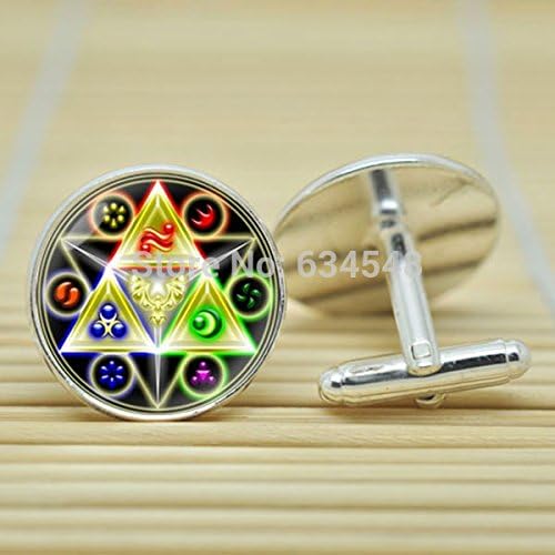 Pretty Lee Legend Of Zelda Triforce In Silver Cufflinks Glass Cabochon Cufflinks C3135