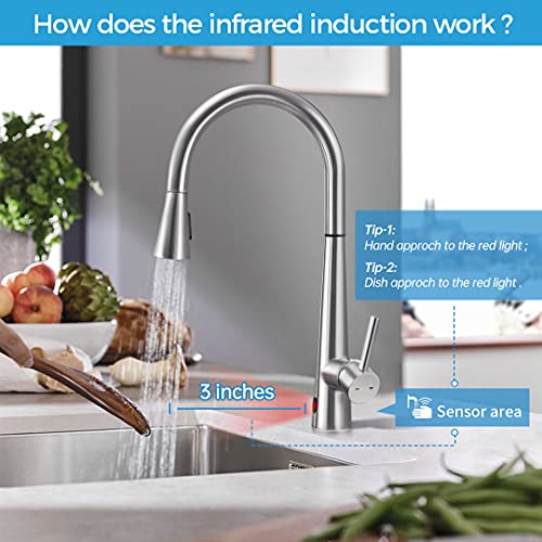 Touchless & Touch Activation Pull Down Kitchen Faucet , ARRISEA High