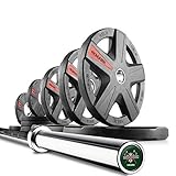 XMark Lumberjack 7' Olympic Bar, Chrome with Black Manganese Phosphate Shaft, 28 mm Grip and 185 lb. XMark Texas Star Olympic Plate Weight Set