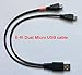 E-Fit Dual Micro USB Splitter Charge Cable, one USB port for two Micro USB devices, 1 to 2 Y cable. One for charge and Data Sync