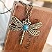 Classic vintage Bronze dragonfly pendant necklace chain