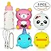 5 PCS Jumbo Squishies Value Pack – Super Cute Kawaii, Slow Rising, Animal Squishy Toys Set (Giant Bear, Panda, Whale, Chicken, Milk Bottle) Plus 3 Free Keychains. Fun for Kids, Teens & Adults.