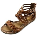 Ollio Women's Shoe Gladiator Strappy Zip Closure Multi Color Sandal