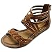 Ollio Women's Shoe Gladiator Strappy Zip Closure Multi Color Sandal