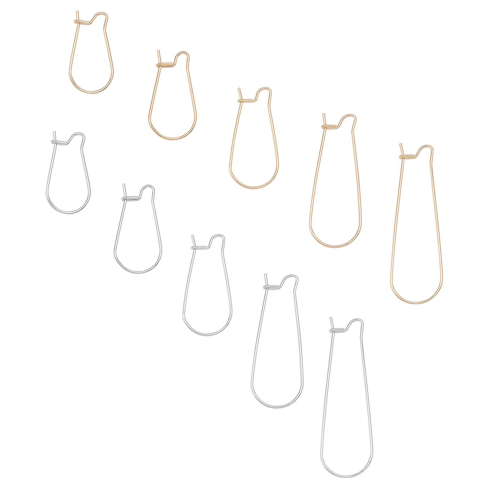 UNICRAFTALE Approximately 60 Pieces 5 Sizes 20-39 mm Stainless Steel Kidney Ear Wire Earrings Stainless Steel Gold Colour and Stainless Steel Hooks for Jewellery