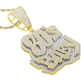 ATJMLADYJEWELRY Hip Hop 80'S BABY Men Pendant Necklace 3D Shaped Micro Pave 5A Cubic Zirconia CZ Two Tone Gold Plated Cool Male Jewelry