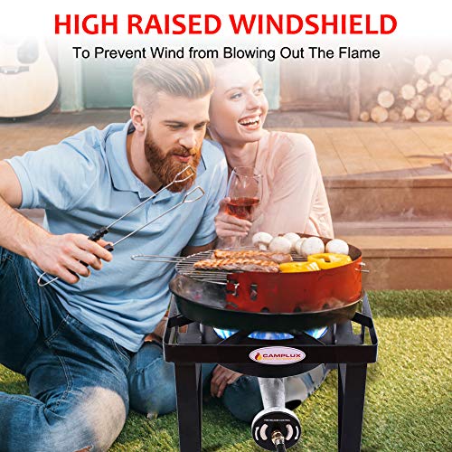 Camplux JK-SS21 Outdoor Camp Stove 200,000 BTU Propane Gas Single Burner Cast Iron Gas Cooker with Stand, Adjustable 0-20PSI CSA Listed Regulator & Hose for Beer Brewing & Turkey Fry - Thumbnail 5