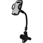 Veemoon Portable Electronic Device Mount for 3-6.5 inch Phones, Dual USB Car Charger Lighter Phone Holder