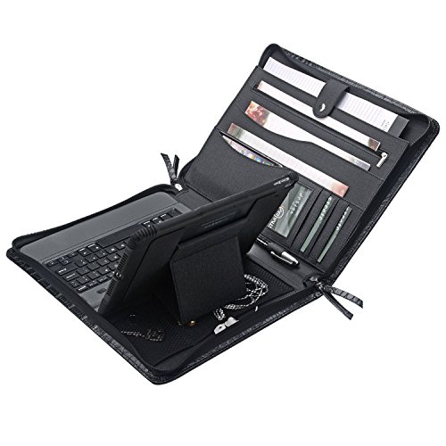 iPad Keyboard Portfolio, Organizer Zipper Portfolio Folio Case with Bluetooth Keyboard for 10.5-in iPad Pro/iPad Air 3