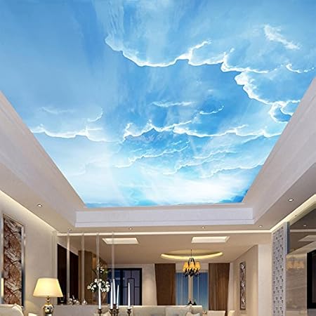 Lwcx Blue Sky And White Clouds Stereo Ceiling 3d Mural Wallpaper