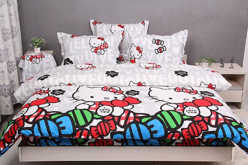 Fadfay Hello Kitty Bedding Set Hello Kitty Queen Duvet Cover Set