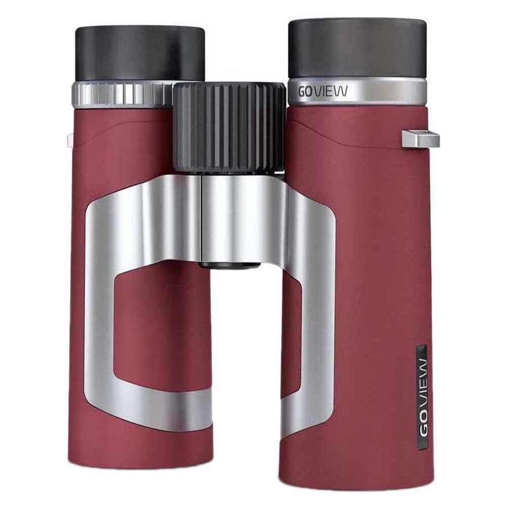 GoView ZOOMR 10x34 Compact and Portable Binoculars (10x Magnesium Case, Includes Smartphone Adapter and Accessories) Ruby Red