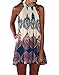 PAKULA Women's Sleeveless Vintage Printed Ethnic Style Casual Dress, Blue, Large