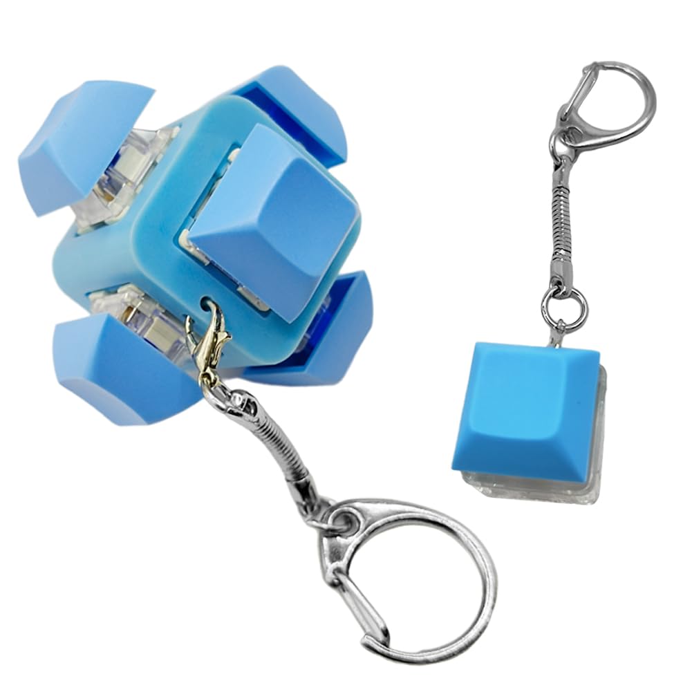 Keyboard Fidget Toy Keyboard Fidget Keychain Decompression Toys Keyboard,Cute Button Fidget Keychain,Keyboard Fidget Clicker Toy for Adults Teens(Blue)