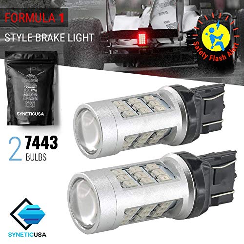 image for Syneticusa 7443 Red LED Stop Brake Flash Strobe Rear Alert Safety Warn