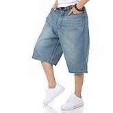 Kinghua Baggy Jean Shorts for Men Casual Loose Fit Hip Hop Skateboard Denim Shorts